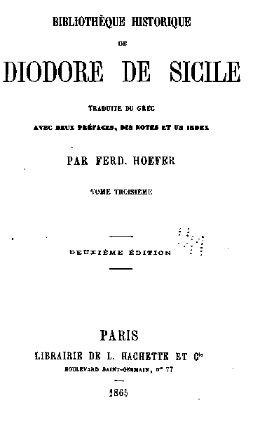 Diodore de Sicile traduit par Ferd. Hoefer Tome III