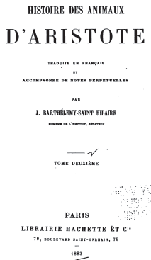 Aristote : Histoire des Animaux