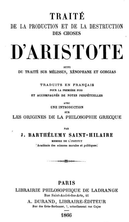 Aristote : Melissus,...