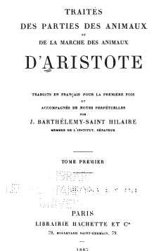 Aristote : Parties des animaux