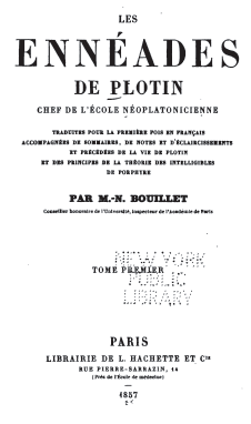 Plotin, Ennéades, traduit par Bouillet